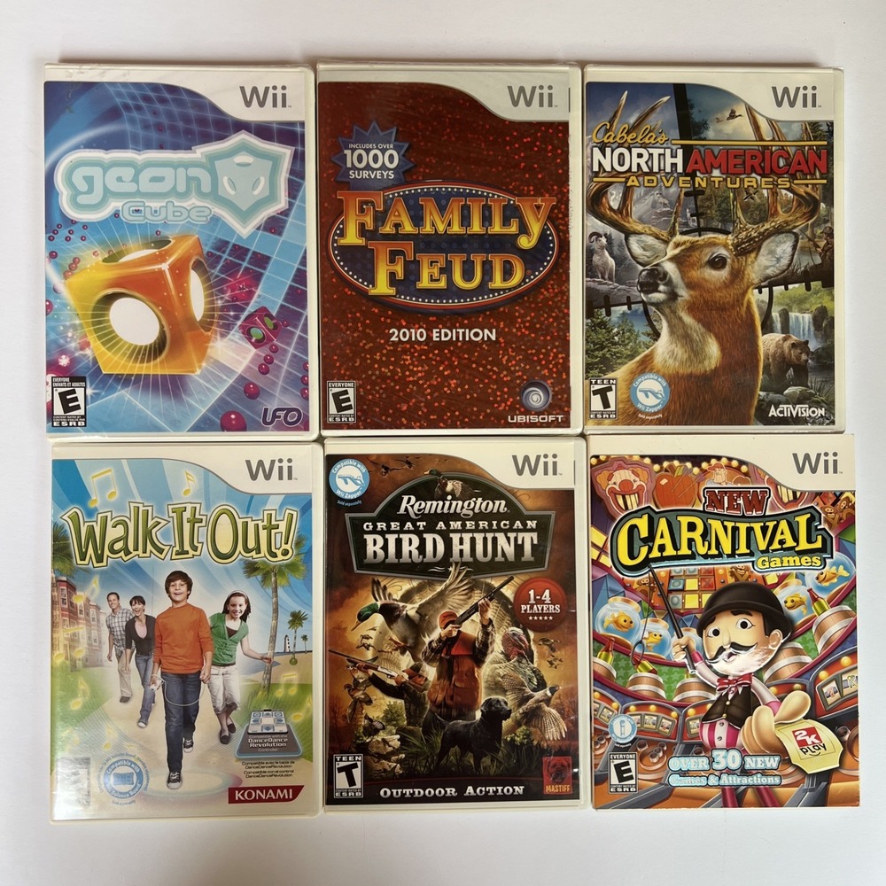 Nintendo Wii Game Lot 6 Games 3 NEW Sealed Complete CIB Family Feud Cabela's